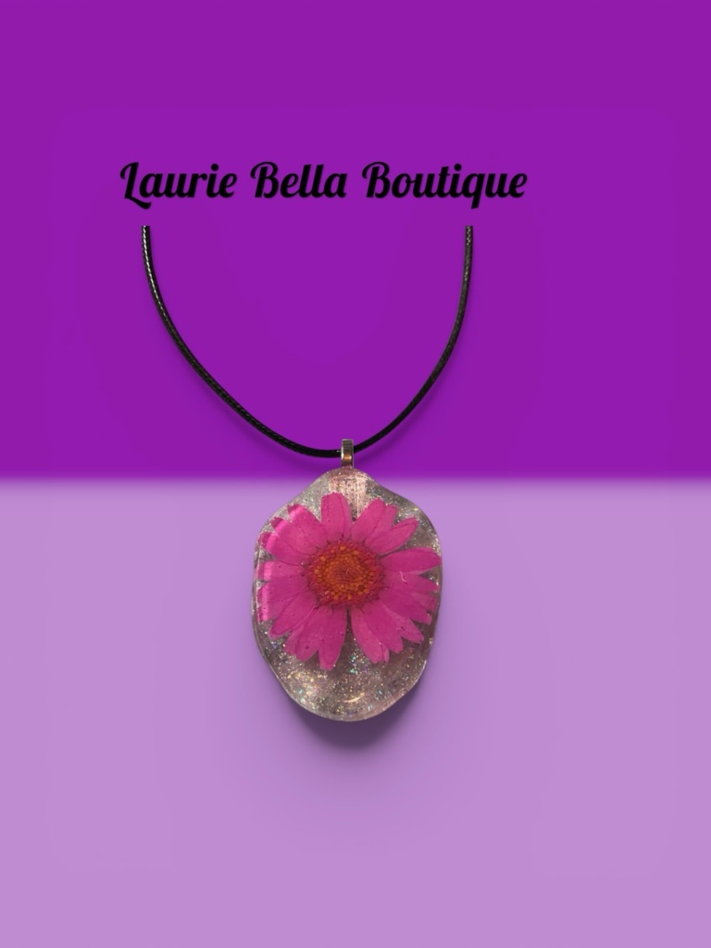 Pink Daisy Resin Pendant Necklace